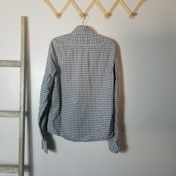 ABERCROMBIE & FITCH GRAY AND WHITE 100% COTTON BUTTON DOWN MUSCLE SHIRT SIZE XL - Picture 2 of 8